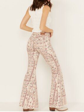 SHYANNE Women's Paisley Americana Flare Western High Rise Jeans | Size 29